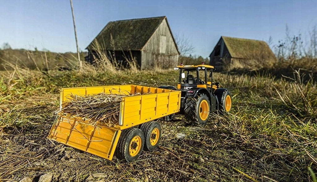 Traktor z Przyczepką Ciągnik Zdalnie Zabawkowy Żółty Sterowany Pilotem RC