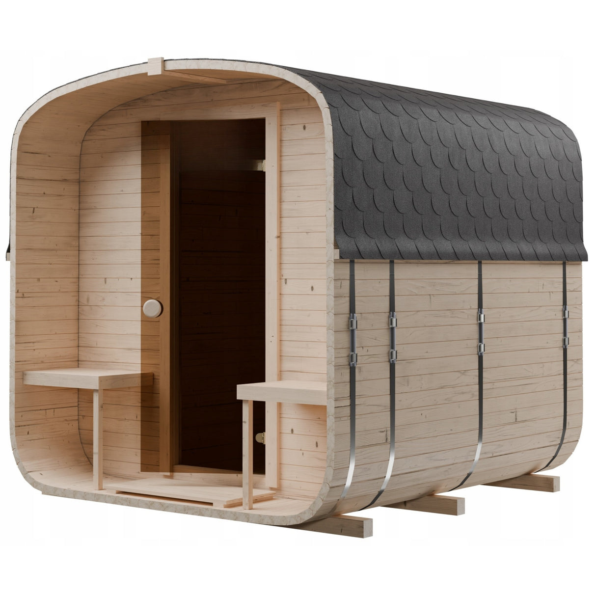 Sauna Ogrodowa z Piecem na Drewno Quadro 240 cm Szwedzkie Drewno Zestaw