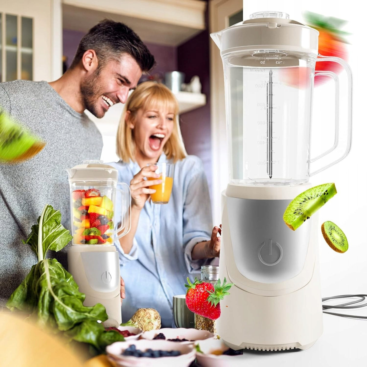 Smoothie Maker i Mikser Stojący z Efektem Cyklonowym Duży Zestaw 600 W