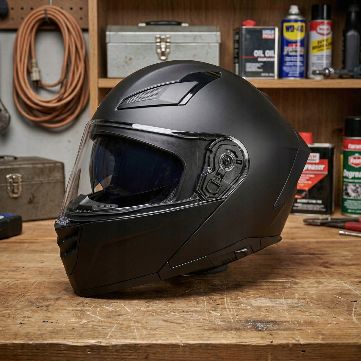 Kask Szczękowy Motocyklowy pod Interkom Blenda Czarny Mat 59-59cm Rozmiar L