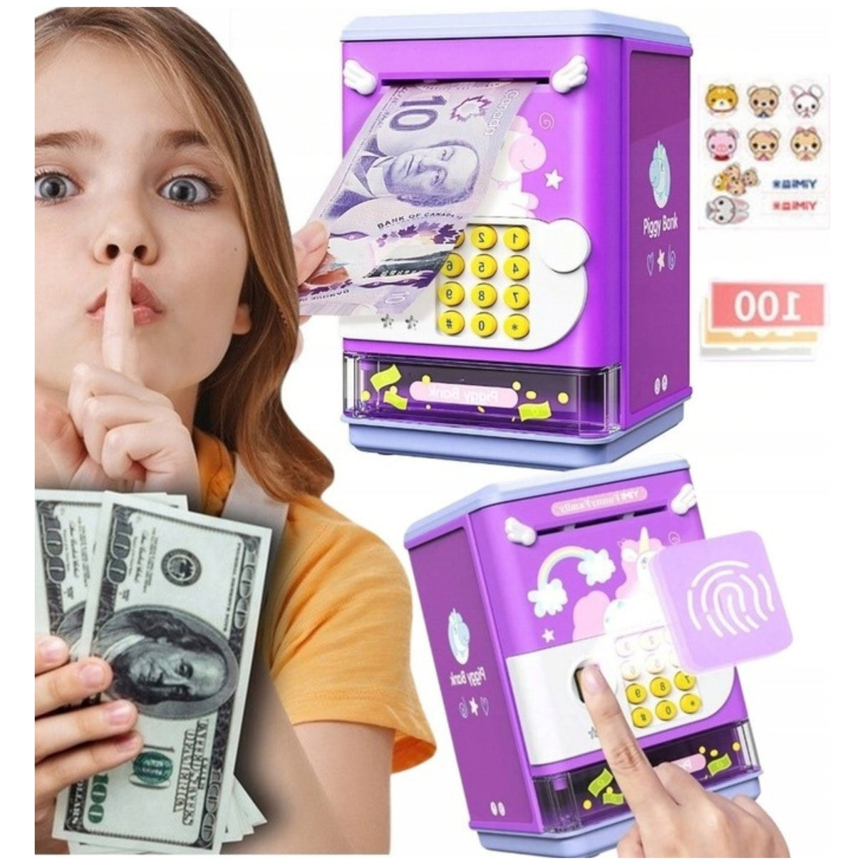 Skarbonka Sejf Elektroniczny Monety Banknoty na Pin dla Dzieci Wpłatomat