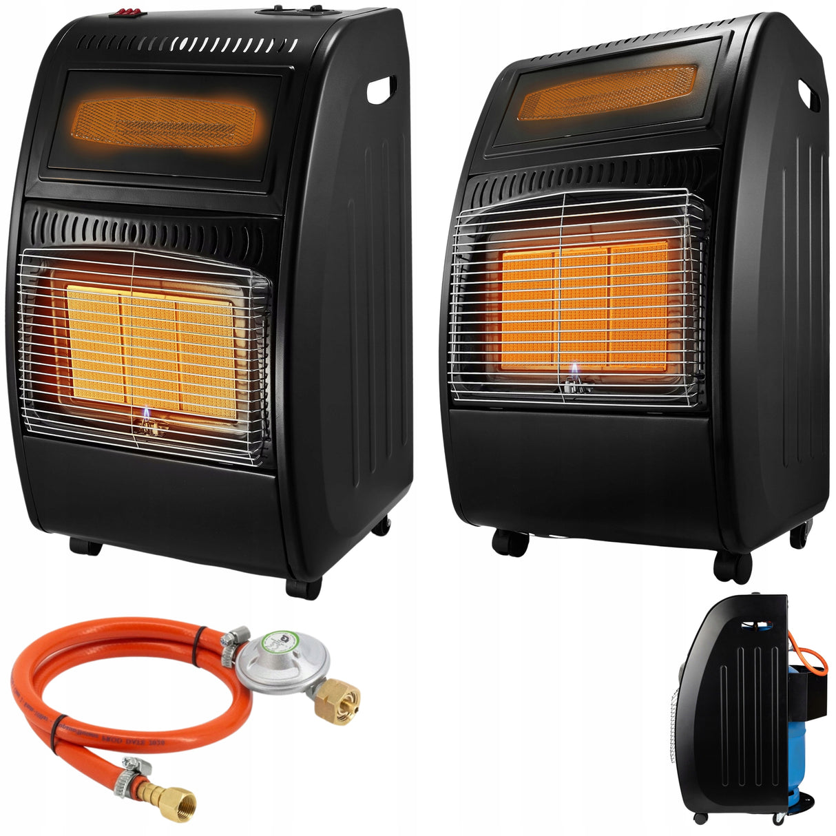 Grzejnik Gazowy na Butle Piecyk Farelka Reduktor Gaz LPG Czarny 2w1 5700W
