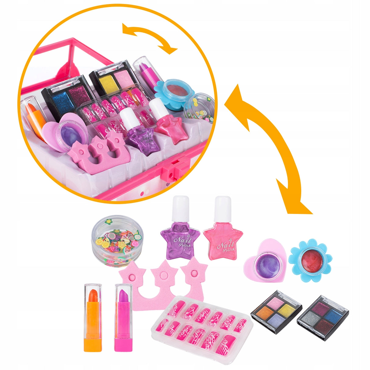 Zestaw Manicure w Kuferku dla Dzieci do Malowania Make Up Lakiery Paznokcie