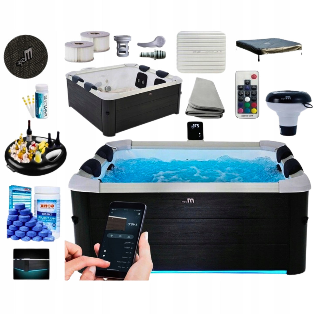 Basen SPA PANELOWE OSLO Sztywne 6os Hydromasaż +Filtry LED WIFI OZON BICZE