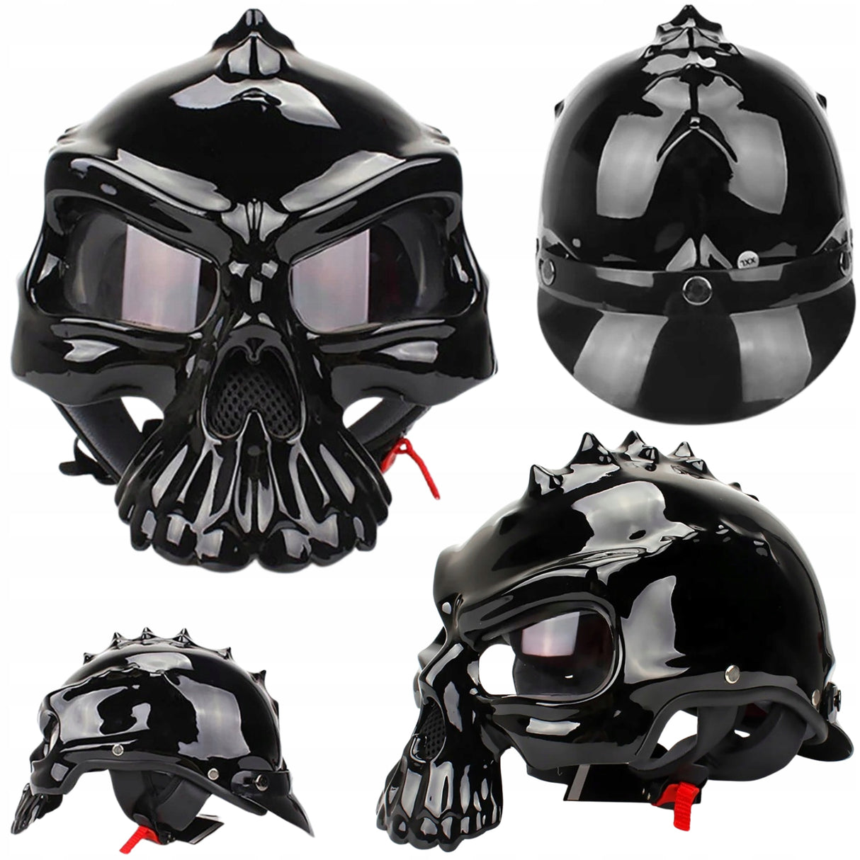 Kask Motocyklowy w Stylu Czaszki Unikalny Hełm Ochronny Pół Twarzy M