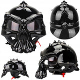 Kask Motocyklowy w Stylu Czaszki Unikalny Hełm Ochronny Pół Twarzy M