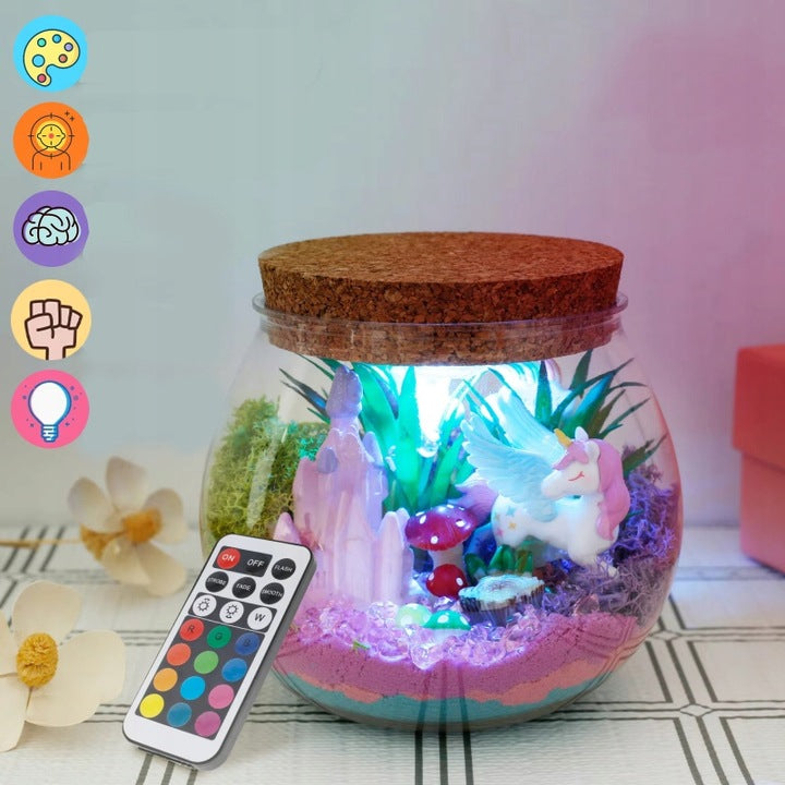 Jednorożec Kreatywny Magiczne Terrarium Zestaw dla Dzieci Lampka Nocna DIY