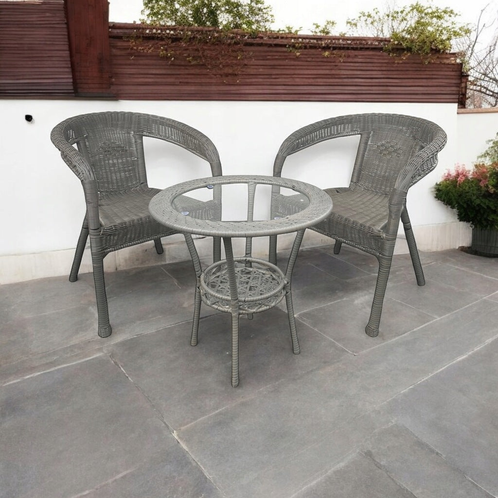 Zestaw Mebli Ogrodowych technorattan Classic Mini SZARY 3 el. Balkon