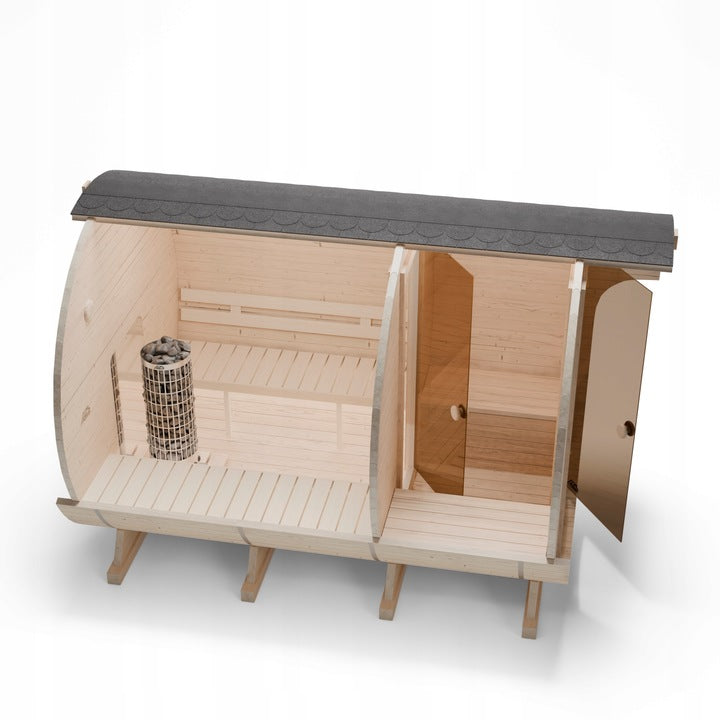 Sauna Ogrodowa Zestaw z Piecem Szwedzkie Drewno HARVIA CILINDRO PC90 340 cm