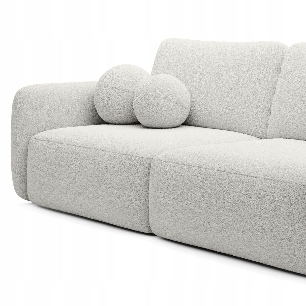 Sofa Rozkładana z Funkcją Spania Pojemnikiem Ecru 238x103cm Tkanina