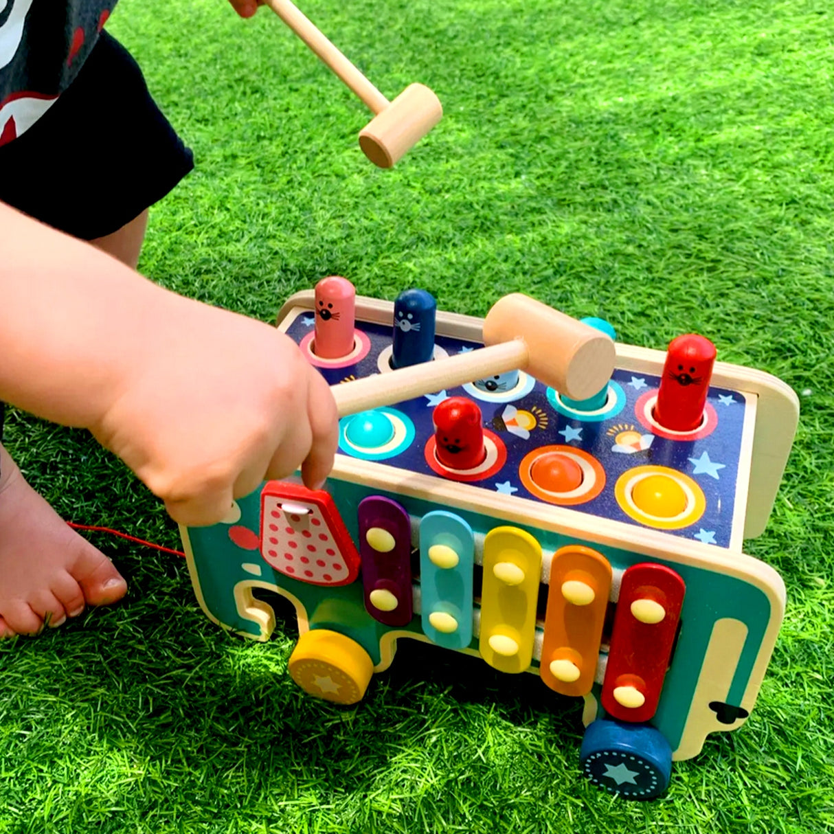 Gra Układanka Drewniana Edukacyjna Słonik Kostka Wbijak Słoń Montessori