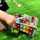 Gra Układanka Drewniana Edukacyjna Słonik Kostka Wbijak Słoń Montessori