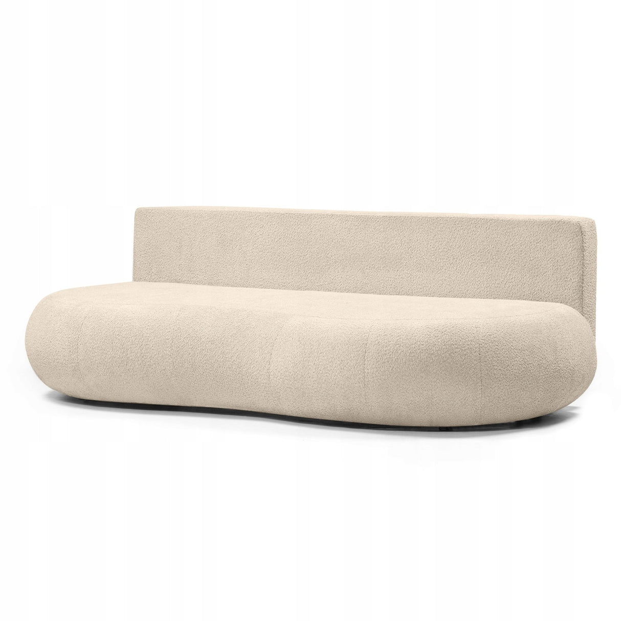 Sofa z Funkcją Spania i Pojemnikiem na Pościel Obłe Kształty Boucle Beżowa