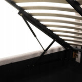 Łóżko Tapicerowane ze Stelażem i Pojemnikiem Zaokrąglone Beżowe 140x200 cm