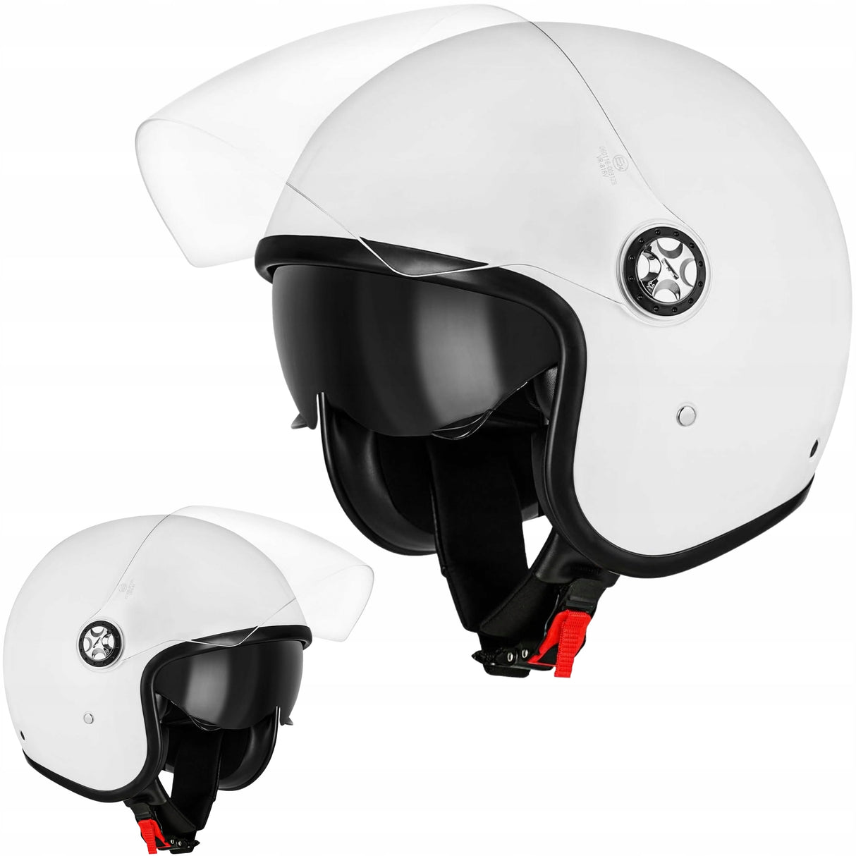 Kask Motocyklowy Safety Pro Rozmiar L Biały Zapięcie Mikro Regulowane 1330g