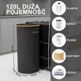 Kosz do Segregacji 120L na butelki Puszki z Workiem Składany Recyklingu