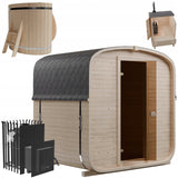 Sauna Ogrodowa Quadro 180 cm Zestaw z Piecem na Drewno i Balią 120 cm