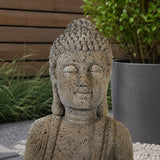 Rzeźba Ogrodowa Dekoracyjna do Ogrodu Wnętrza Ozdobna Budda Szary Figurka
