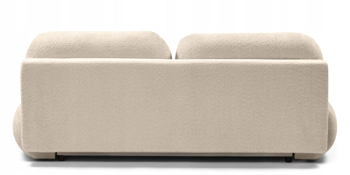 Sofa z Funkcją Spania i Pojemnikiem na Pościel Obłe Kształty Boucle Beżowa