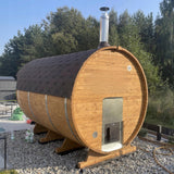 Sauna Ogrodowa Zestaw z Piecem na Drewno Beczka 340 cm Szwedzkie Drewno
