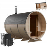Sauna Ogrodowa Beczka 340 cm Szwedzkie Drewno Zestaw z Piecem HARVIA PC90
