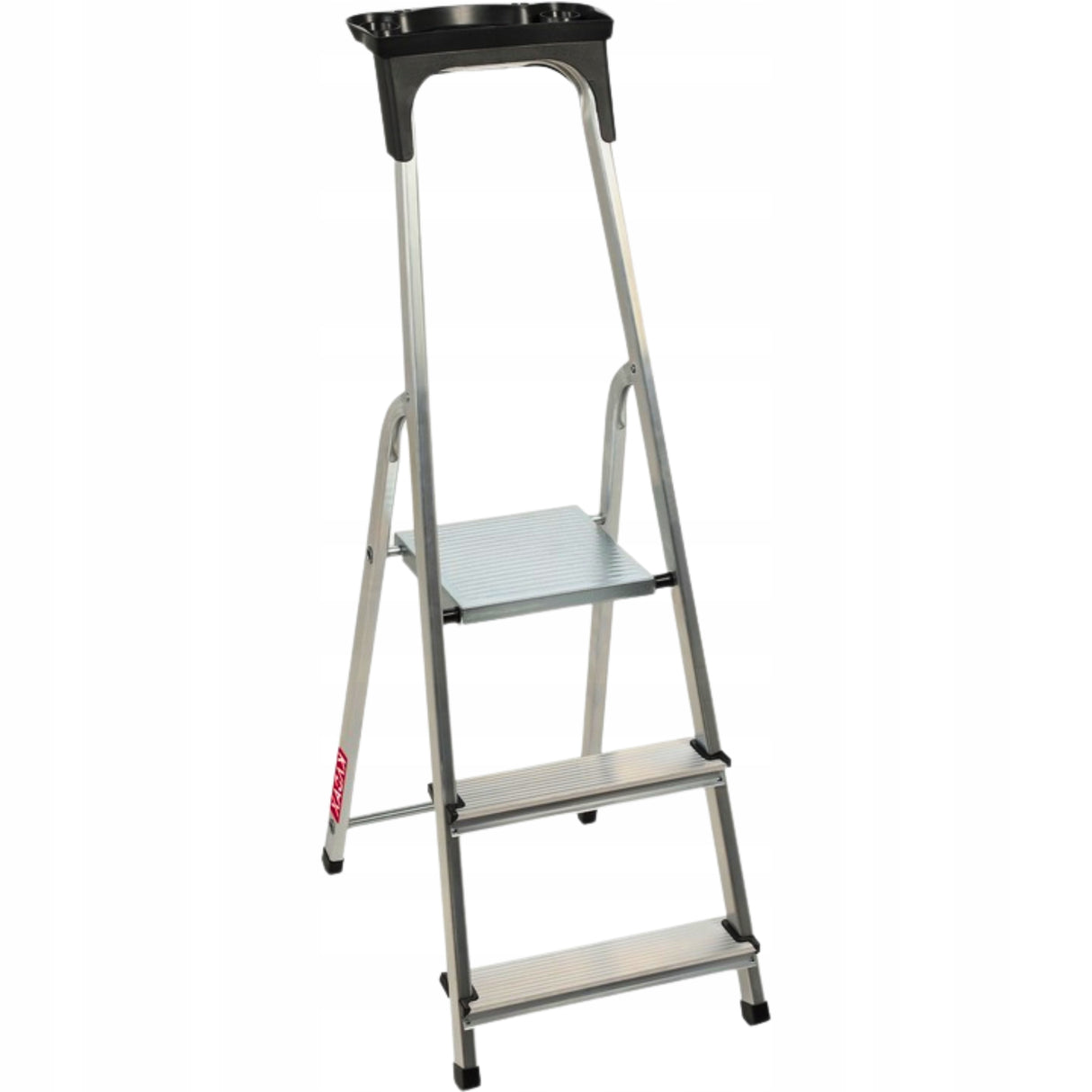 DRABINA ALUMINIOWA 3 STOPNIOWA SKŁADANA DOMOWA MOCNA PÓŁKA +HAK 125kg POVES