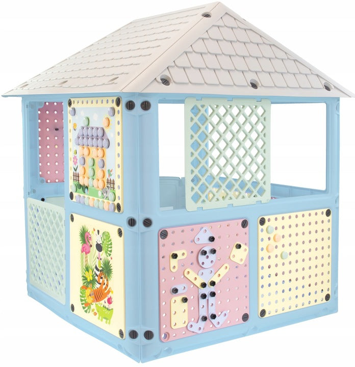 Domek Ogrodowy Dla Dzieci 6 Paneli Zabaw KOLOROWY 128 x 115 x 106 cm