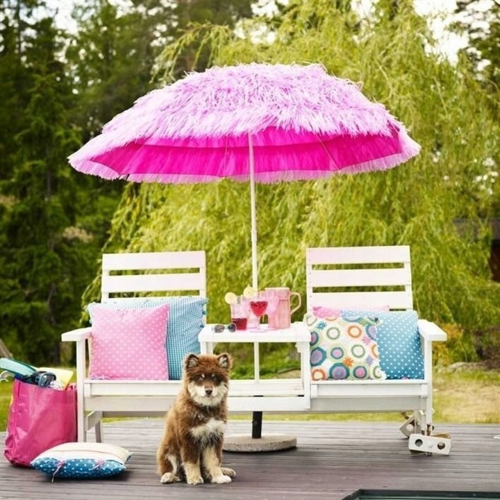 Parasol Plażowy Duży Ogrodowy Hawajski Łamany Taras Plaża 150 Cm RÓŻOWY