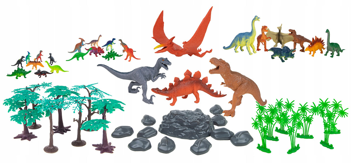 DUŻY ZESTAW FIGURKI DINOZAURY W POJEMNIKU 55 EL.