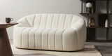 Sofa Salonowa Zaokrąglone Obłe Kształty Dwuosobowa Jasnobeżowa 166x86cm