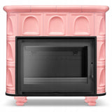 Piec Kaflowy Koza Żeliwny Kominek Barbie Pink Różowy Ceramiczny Stalowy