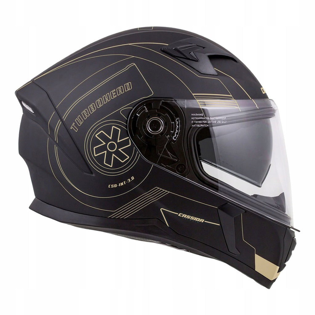 Kask Motocyklowy Czarno-Złoty CASSIDA 3.0 GOLD XXL + Czarna Szyba