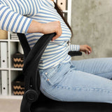 Fotel Obrotowy Biurkowy z Regulacją Materiałowy Ergonomiczny Czarny 126cm