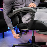 Fotel Obrotowy Biurowy Gamingowy Podnóżek Ergonomiczny Regulowany Czarny