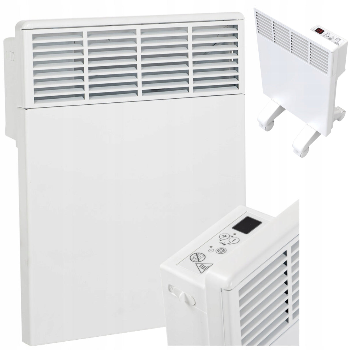 Grzejnik Elektryczny Termostat Programator Ścienny Biały 500W Wyświetlacz