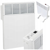 Grzejnik Elektryczny Termostat Programator Ścienny Biały 500W Wyświetlacz