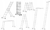 Drabina Aluminiowa wielofunkcyjna przegubowa składana 4x4 +podest Aluminium