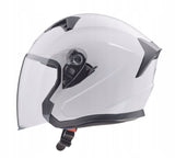 Kask Motocyklowy Otwarty Ochronny Blenda Przeciwsłoneczna Biały Rozmiar XS