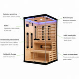 Sauna Dwuosobowa Infrared Domowe Spa na 2 Osoby Narożna Czarna Solara Lux