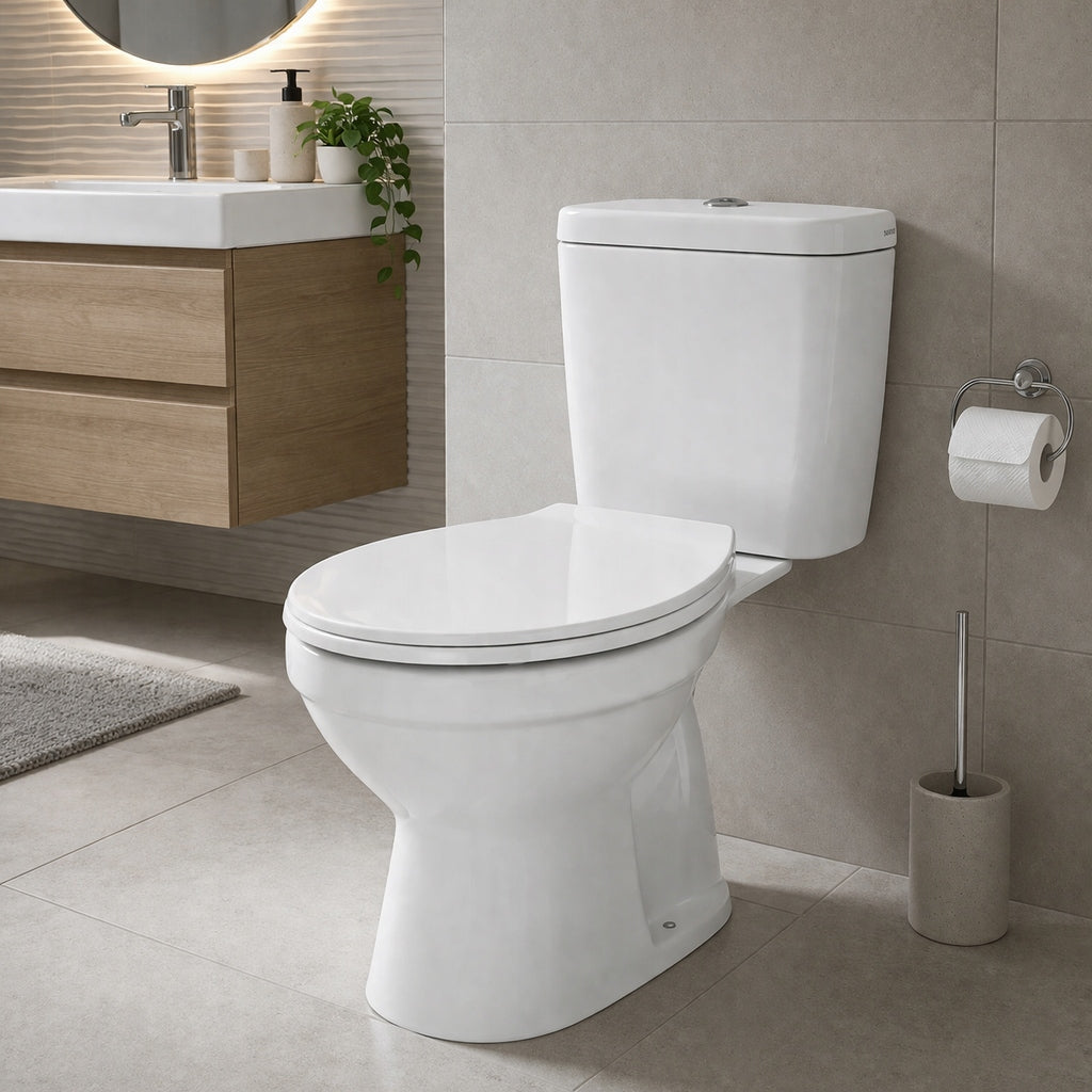 WC Kompakt Odpływ Poziomy Deska C-clear Kompletny Zestaw do Łazienki Biały