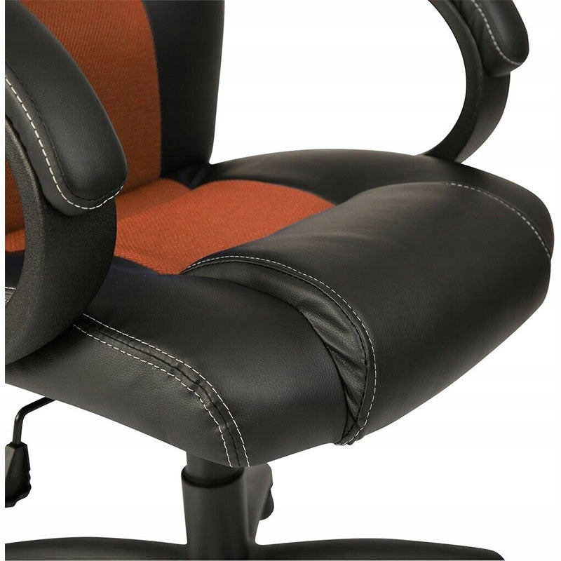 Krzesło Biurowe Obrotowe Sportowe Fotel Czarno Pomarańczowy 121x66,5 cm
