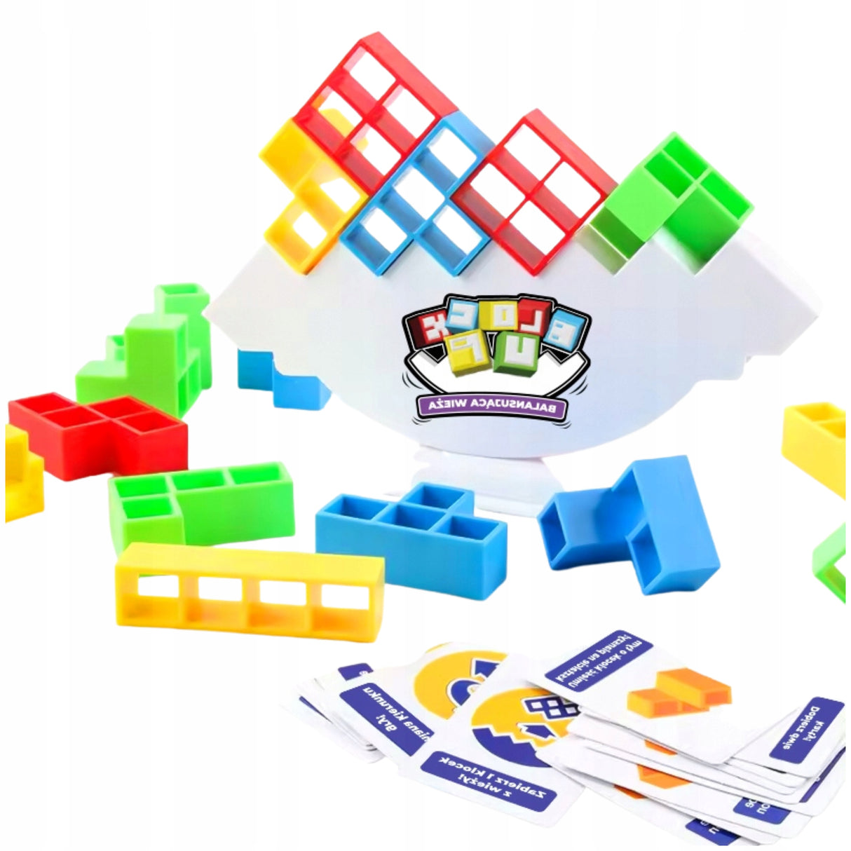 Gra Zręcznościowa Balansująca Układanka Tetris Duży Zestaw Wieża Ruchoma