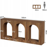 Stół Konsolowy z 3 Półkami Łukowymi Konsola HOGA-J0497 Brązowa 160 cm
