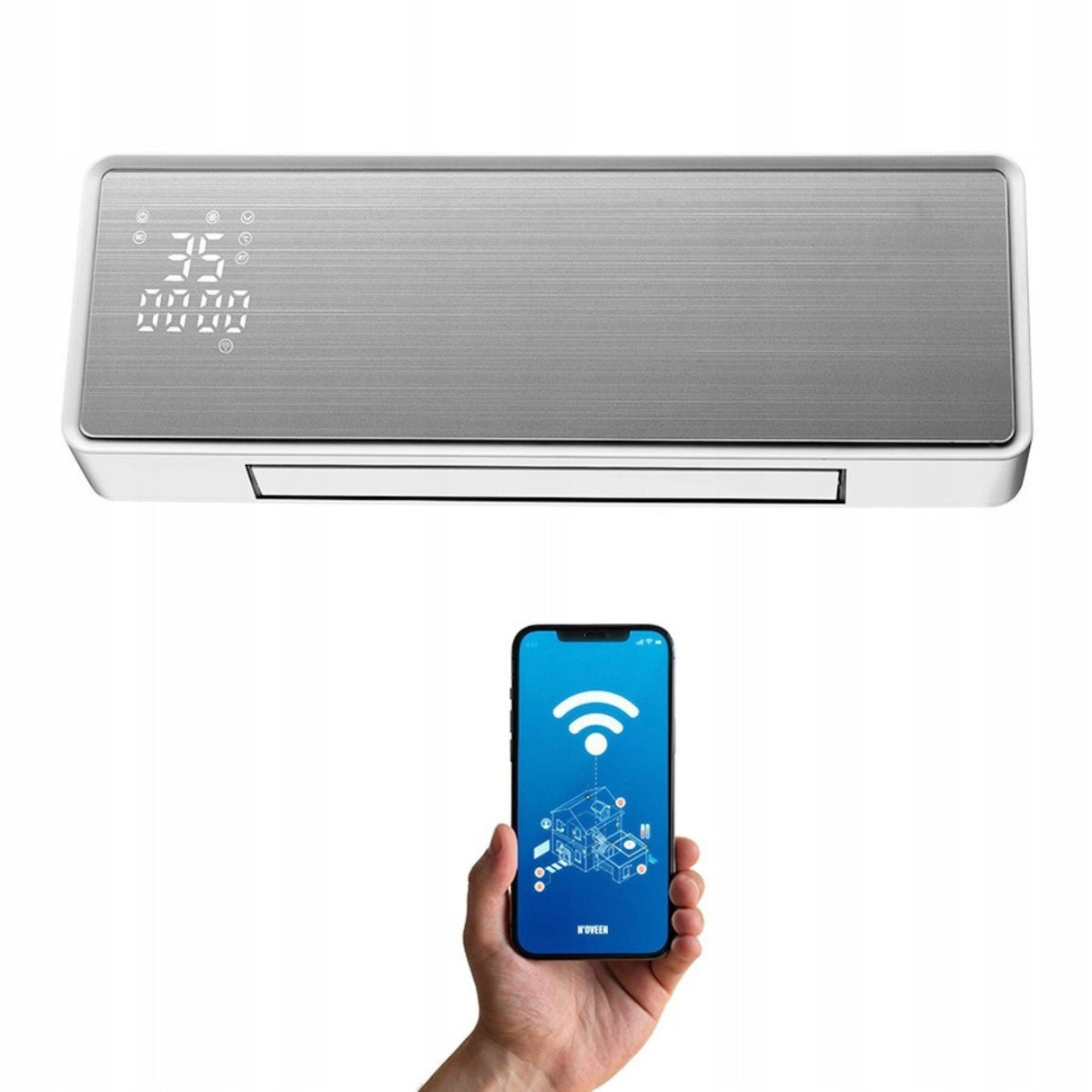 Kurtyna Powietrzna 2000W WiFi Smart LED Pilot Grzejnik IP23 3 tryby Pracy