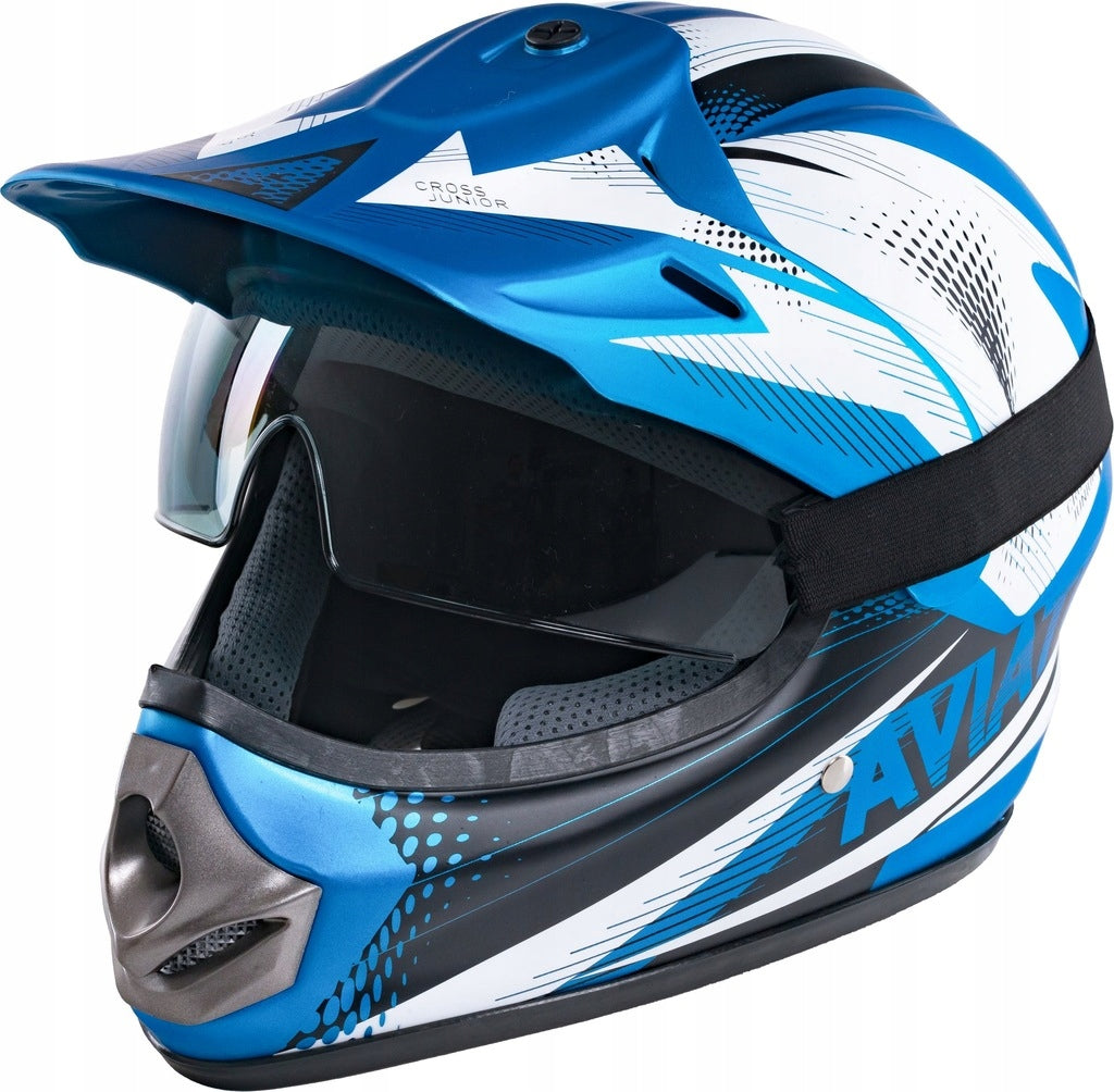 Kask Motocyklowy Crossowy Enduro na Quad Skuter Motor Niebieski XXS