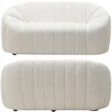Sofa Salonowa Zaokrąglone Obłe Kształty Dwuosobowa Jasnobeżowa 166x86cm