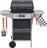 Grill Gazowy Ogrodowy Piezo Lund Czarny Kompaktowy 5,5 KW 2 Palniki