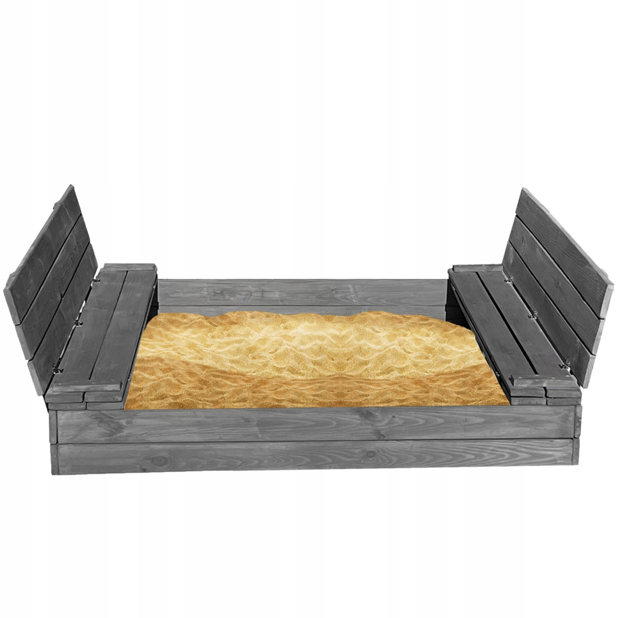 Piaskownica Drewniana Zamykana Składana Z Ławkami Szara+ GRATIS 150x150 XXL