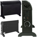 Grzejnik Elektryczny Termostat Konwektorowy 750W 1250W 2000W Czarny 3 Tryby