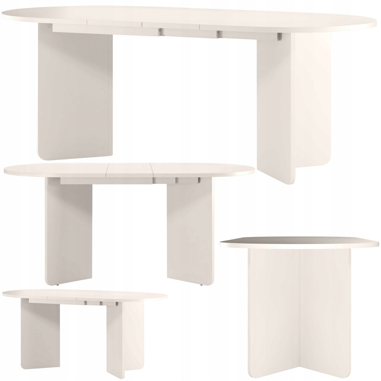 Stół Rozkładany Owalny Dwa Wkłady Powiększające Blat 140-200 x 90cm Kaszmir